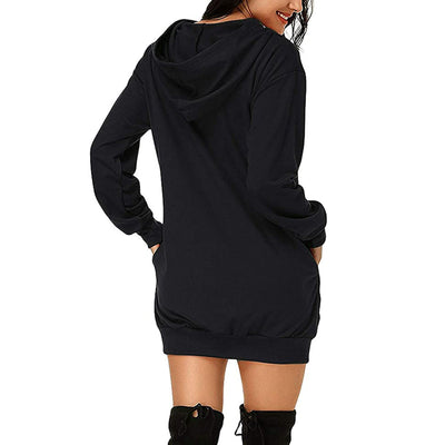 Suéter Vestido Holgado de Color Sólido con Mangas Largas - Image 10