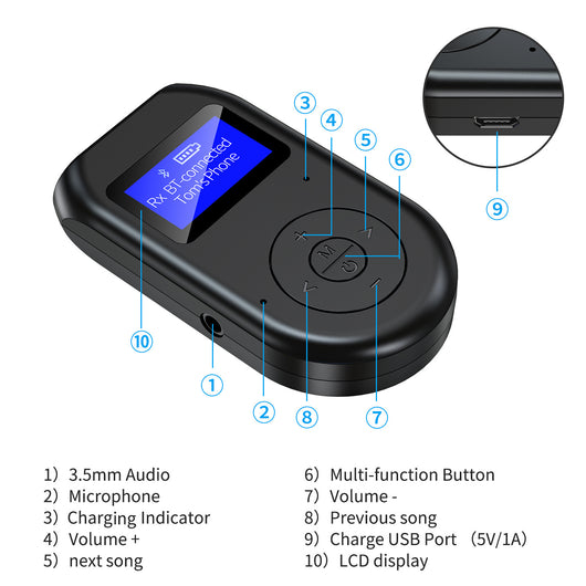 Adaptador Bluetooth 5.0 con Pantalla LCD y Conexión USB - Image 6