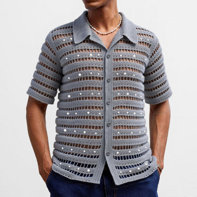 Suéter Hueco de Diseño Francés con Cuentas para Hombre