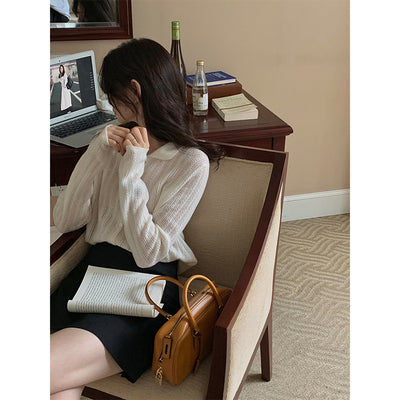 Cardigan Tejido Slim con Cuello Solapa y Manga Larga - Image 9