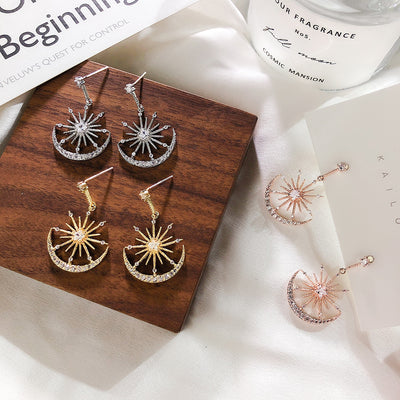 Aretes Sol y Luna con Diamantes - Image 6