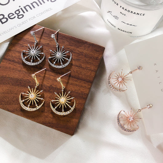 Aretes Sol y Luna con Diamantes - Image 6