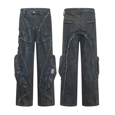 Pantalones Vaqueros Oversized Estilo Urbano Americano Corte Pesado - Image 17