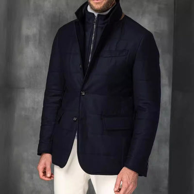Blazer Retro Británico para Hombre con Cuello Alzado y Botones - Image 2