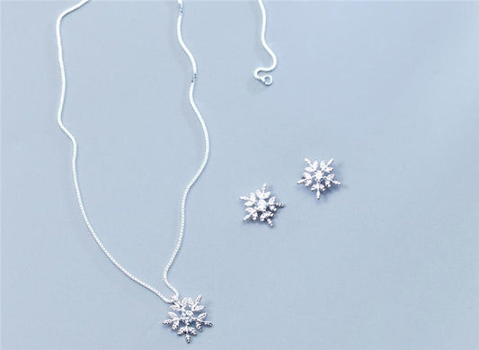 Aretes y Collar de Diamante Copo de Nieve Pequeño - Image 2