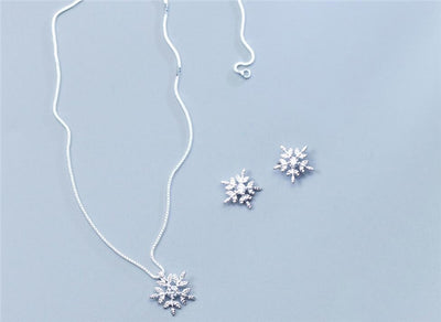 Aretes y Collar de Diamante Copo de Nieve Pequeño - Image 2