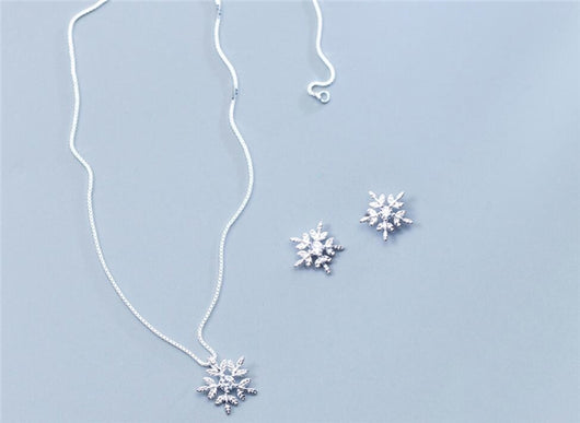 Aretes y Collar de Diamante Copo de Nieve Pequeño - Image 2