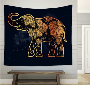 Bohemian sun and moon tapestry with a celestial pattern of golden suns and crescent moons on a dark blue background. - Image 14