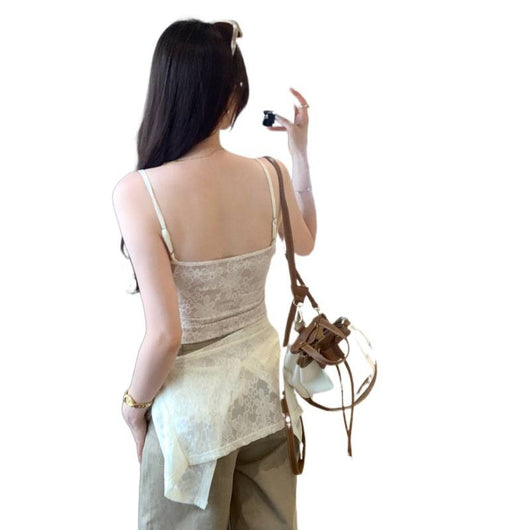 Camiseta Elegante sin Mangas de Encaje Premium para Mujer - Image 4
