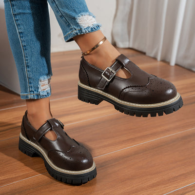 Zapatos de Tacón Retro Británico con Hebilla Calada - Image 6