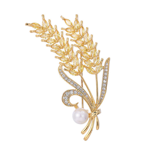 Broche de Trigo en Oro Blanco y Circón Blanco - Image 4