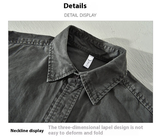 Camisa de Trabajo Patchwork Contraste Hombre Manga Larga Moderna - Image 13