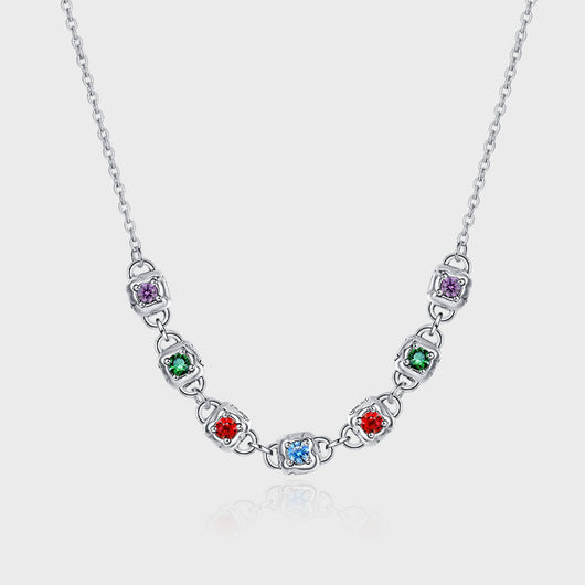 Collar Cadena Pesada Plata 925 con Dados Cuadrados de Zirconia Multicolor Estilo Retro Industrial - Image 9