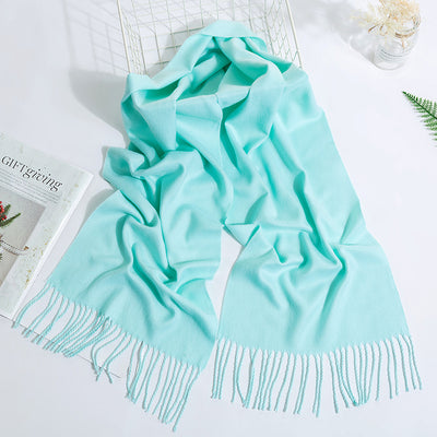 Bufanda Versátil Unisex con Borlas y Colores Sólidos - Image 12
