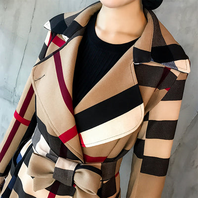 Chaqueta Retro de Solapa con Combinación de Colores - Estilo Temperamento Clásico - Image 10