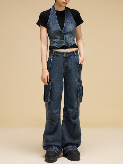 Overol Denim Ancho Estilo Industrial - Image 6