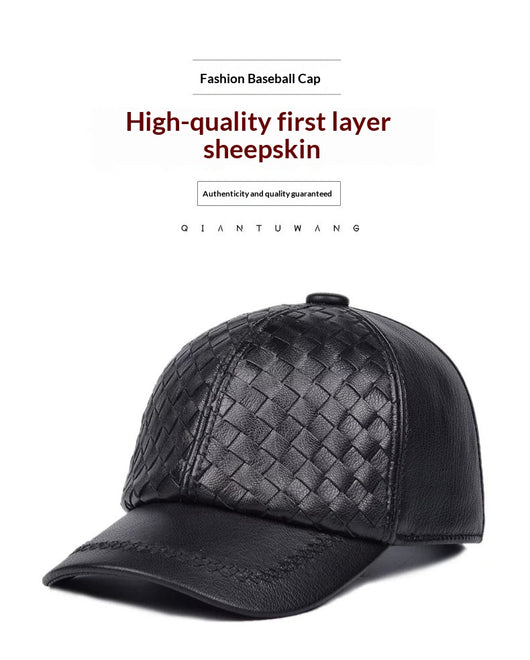 Gorra de Beisbol Invierno Cuero Genuino Piel de Cabra para Hombre - Image 24