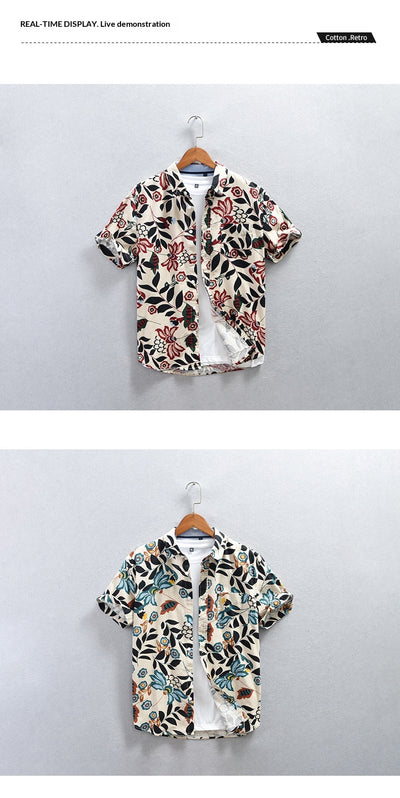 Camisa Casual Hombre Estilo Japonés con Estampado - Image 12