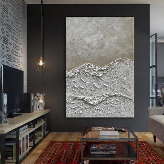 Cuadro de Arte Texturizado en Arena Blanca - Pintura Acrílica Hecha a Mano para Decoración del Hogar - Image 5