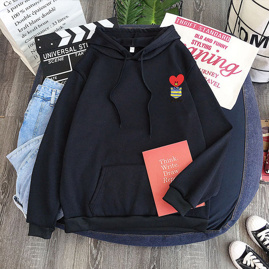 Sudadera de Pareja con Bolsillos Falsos y Patrón de Muñecas - Colores Pastel Personalizables - Image 2