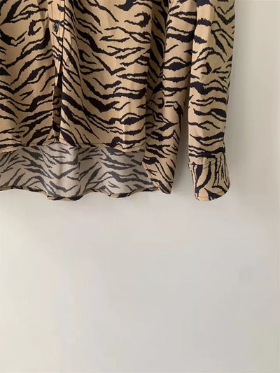 Camisa Larga Estampado Tigre para Mujer - Estilo Francés Otoño Temprano - Image 12