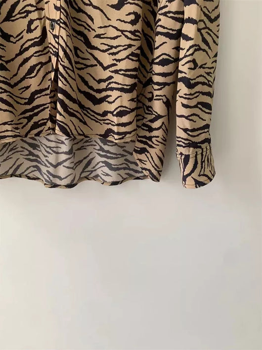 Camisa Larga Estampado Tigre para Mujer - Estilo Francés Otoño Temprano - Image 12