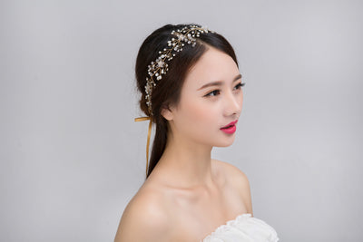Accesorios para el Cabello Nupcial de Oro y Plata con Cristales Hechos a Mano - Image 9
