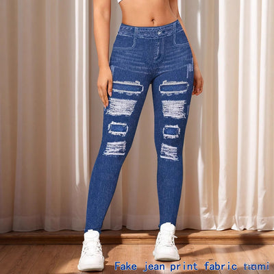 Leggings de Estilo Denim con Estampado Digital para Mujer - Image 3