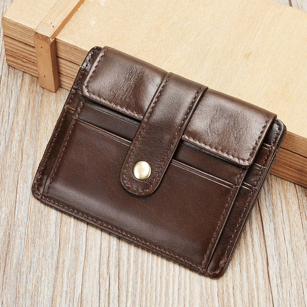 Cartera Minimalista de Cuero para Monedas y Tarjetas de Transporte