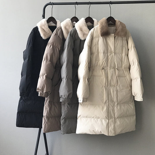 Chaqueta Larga de Algodón con Cuello de Piel de Conejo y Cintura Ajustable - Image 10
