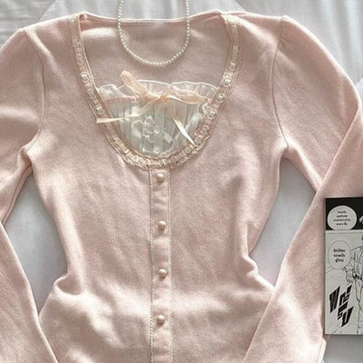 Blusa Manga Larga Rosa Suave para Primavera Temprana - Image 5