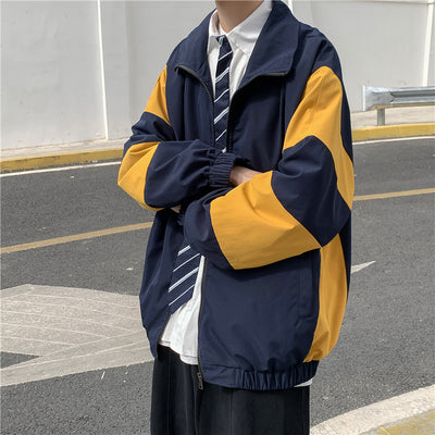 Chaqueta Suelta Estilo Coreano con Costuras Contrastantes Hong Kong - Unisex para Parejas - Image 10