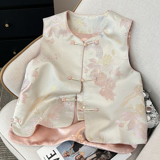 Chaleco Elegante Estilo Chino con Botones de Rana para Mujer - Image 2