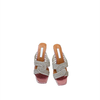 Tacones Altos de Cristal Versátiles con Diseño Cruzado para Mujer - Image 4