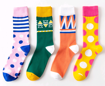 Calcetines de Algodón con Diseño Geométrico - Estilo y Personalidad