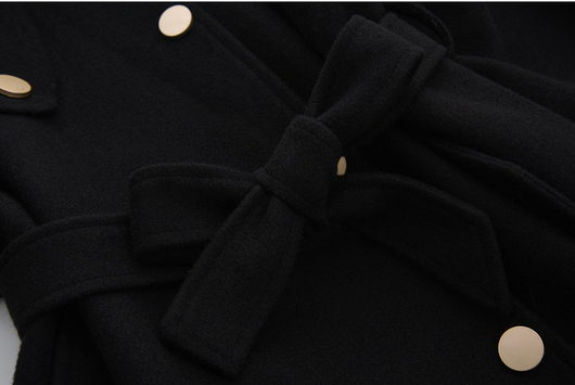 Abrigo de Lana Minimalista Estilo Hepburn Largo hasta la Rodilla para Mujer - Image 8