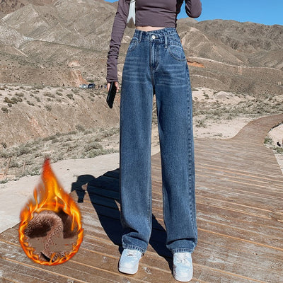 Pantalones Jeans Anchos de Talle Alto con Efecto Desgastado para Mujer - Image 3