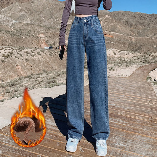 Pantalones Jeans Anchos de Talle Alto con Efecto Desgastado para Mujer - Image 3