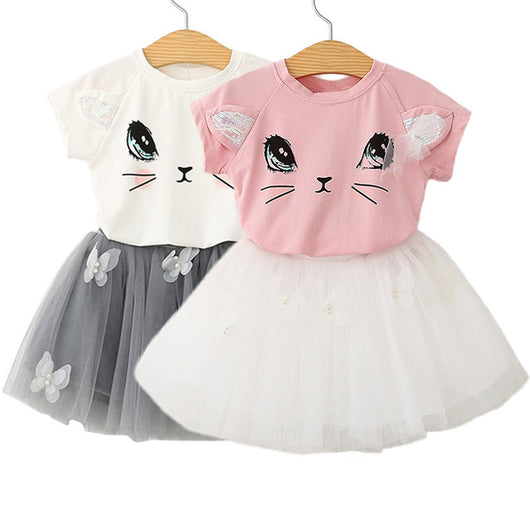 Conjunto Infantil Gato Adorable con Falda Abullonada y Detalles de Mariposa - Image 4