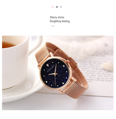 Reloj de Cuarzo Impermeable para Mujer con Diseño Estrellado Minimalista - Image 11