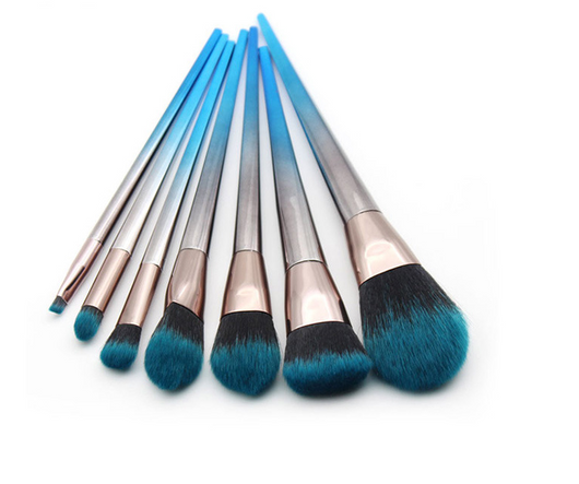 Set de 7 Brochas de Maquillaje Degradado Azul Negro - Image 4
