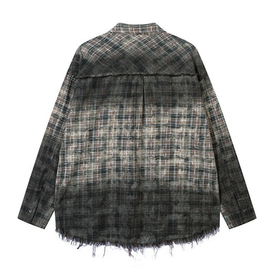 Camisa Plaid Degradado con Bordes Deshilachados - Image 25