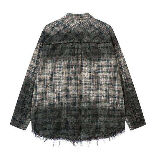 Camisa Plaid Degradado con Bordes Deshilachados - Image 25