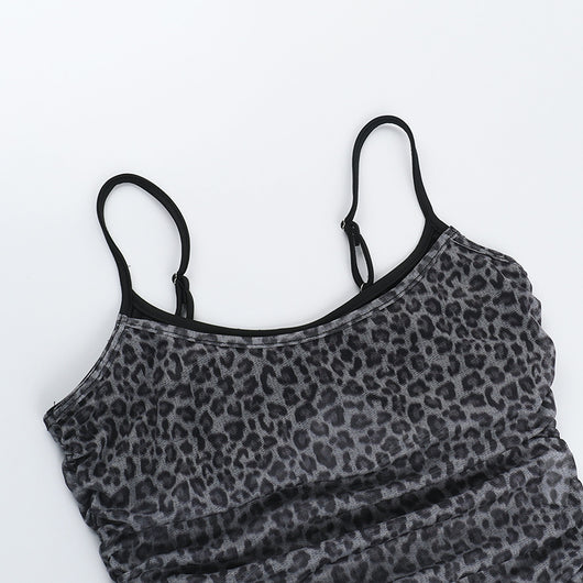 Top Camisola Efecto Dos Piezas Estampado Leopardo con Malla - Image 16