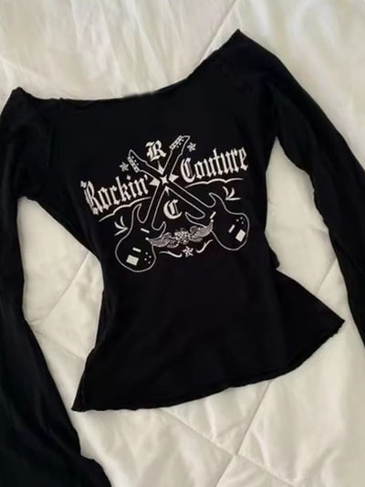 Blusa Larga Estampada Hombros Descubiertos Ajustada Efecto Reductor - Image 11