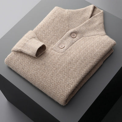Suéter de Cuello Solapa en Cashmere Puro para Hombre - Invierno - Image 8