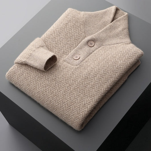 Suéter de Cuello Solapa en Cashmere Puro para Hombre - Invierno - Image 8