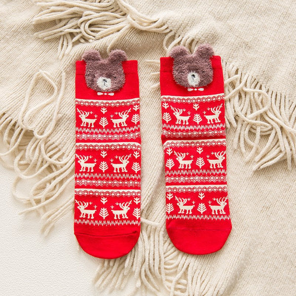 Calcetines Navideños de Algodón Rojo Multicolor para Otoño e Invierno - Image 13