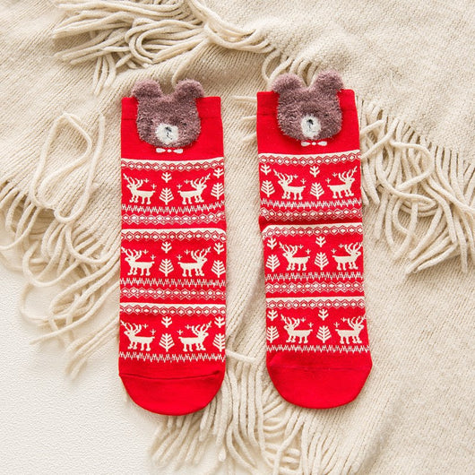 Calcetines Navideños de Algodón Rojo Multicolor para Otoño e Invierno - Image 13