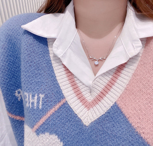 Collar de Cuerno de Alce con Circón para Mujer - Image 5